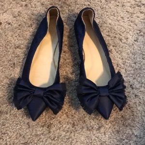 J. Crew Lottie Bow Flats in Navy